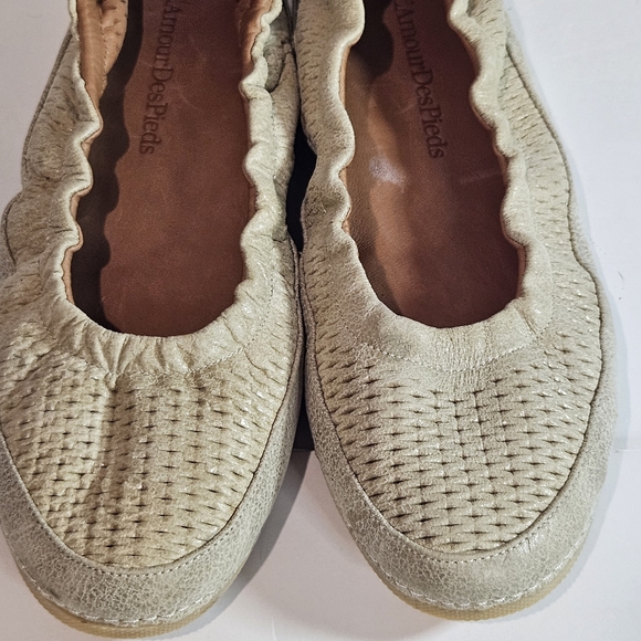 L'amour Des Pieds Womens Leather Ballet Slip-On Flats 8.5 Tan Textured Boho Chic - Picture 6 of 11